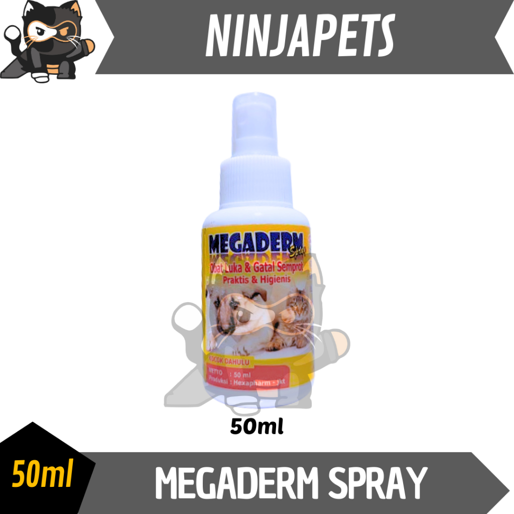 MEGADERM 50ML OBAT LUAR KUCING ANJING LUKA GATAL INFEKSI SEMPROT