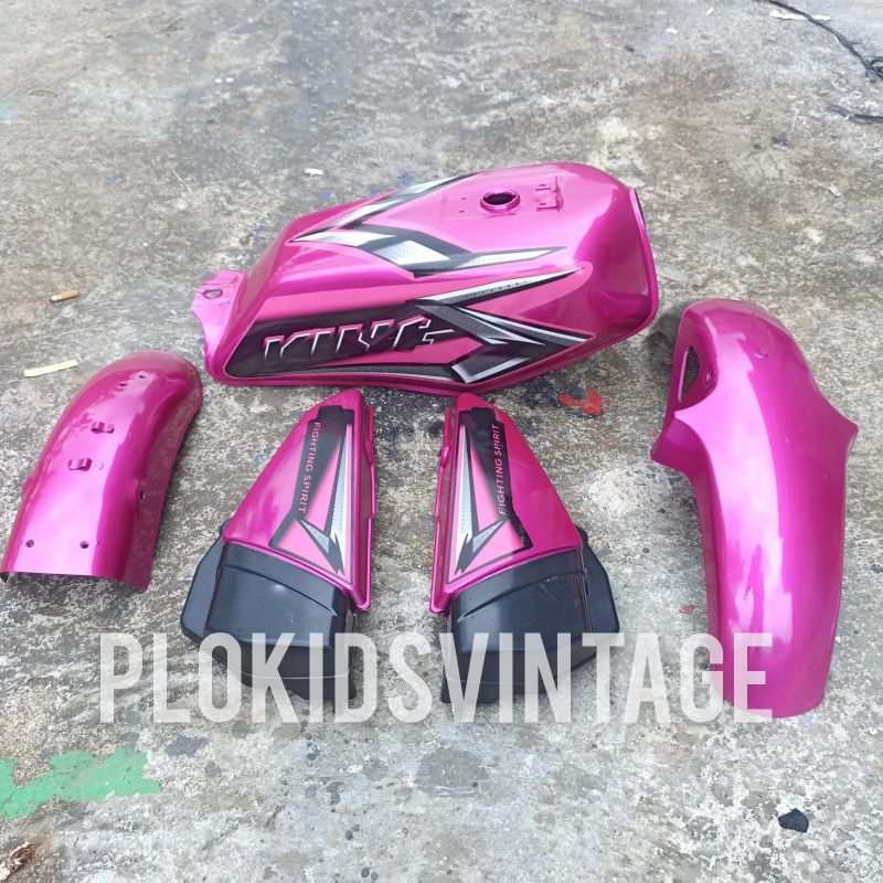 BODY YAMAHA RX KING TAHUN 2008 WARNA PINK CANDY SET STRIPING