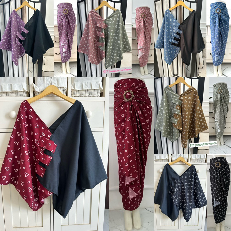 SET WANITA CROP TOP ROK LILIT BATIK JUMPUTAN