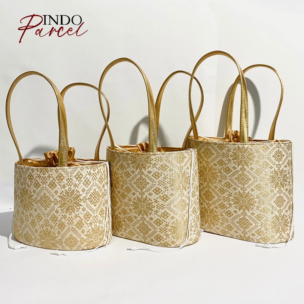 

INDOPARCEL - Tas Oval Songket Serut Tas Goodiebag Ramadhan Tas Kado Hari Raya Idul Fitri