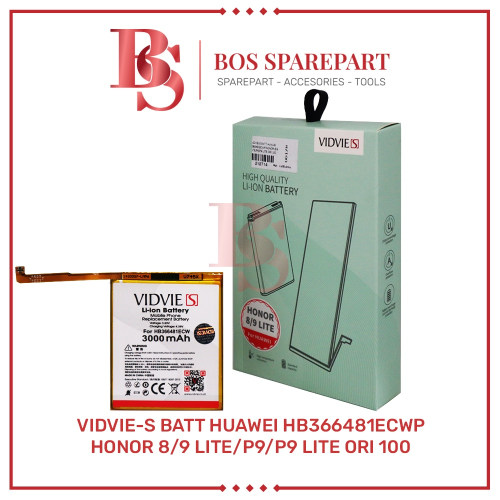 VIDVIE-S BATERAI HUAWEI HB366481ECWP / HONOR 8 / 9 LITE / P9 / P9 LITE ORI 100 / BATTERY / BATRE