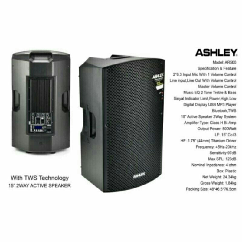 Speaker Aktif Ashley AR500 AR 500 Ashley 15 inch ORIGINAL