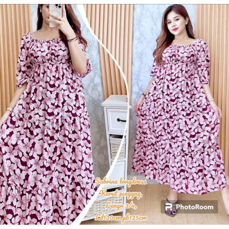 Daster Bali Dress Sabrina V Kerut Panjang