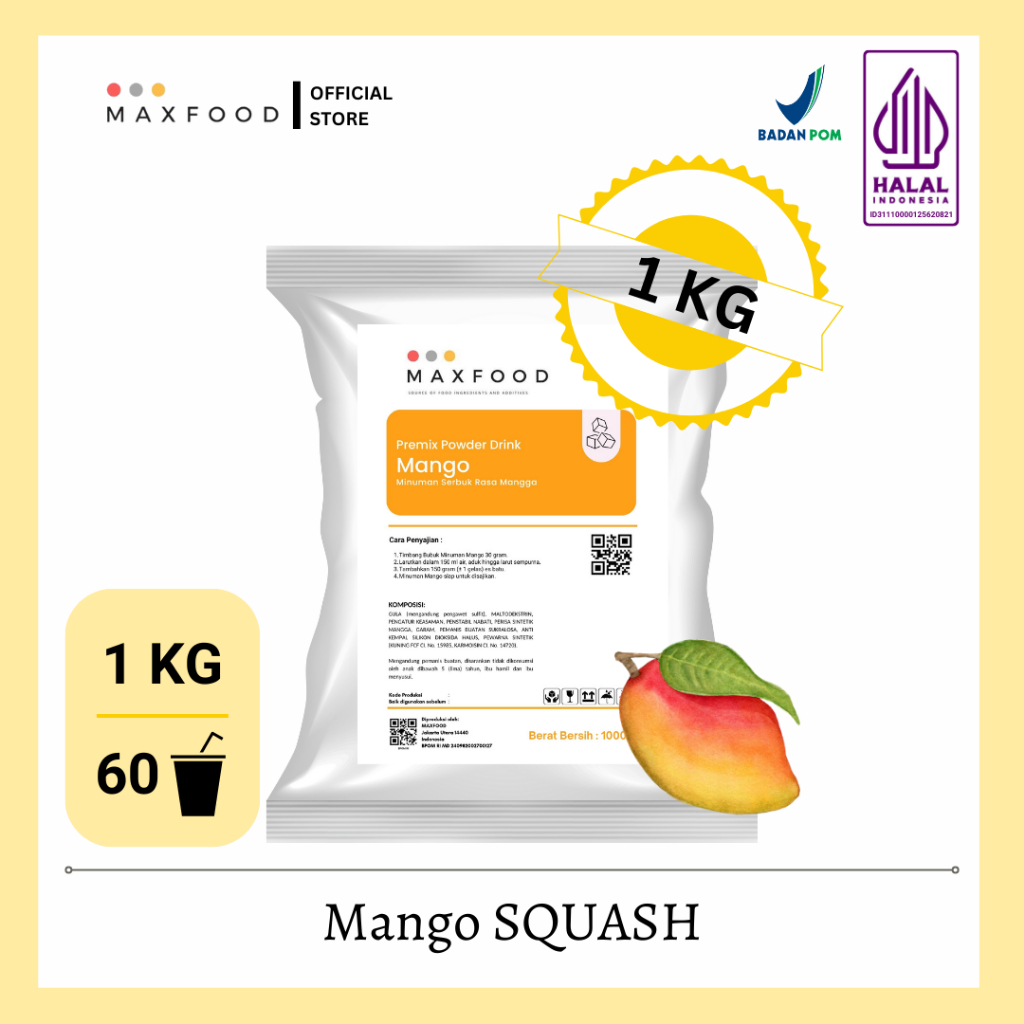 

Mango Squash / Bubuk Minuman Sirup Rasa Mangga Squash 1 KG