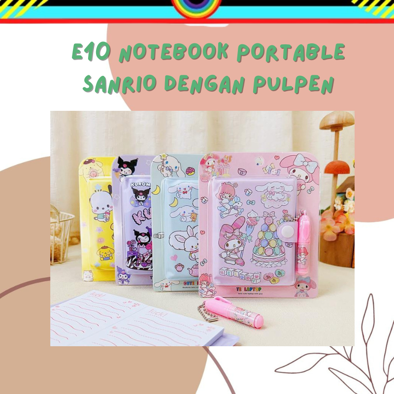 

E10 NOTEBOOK PORTABLE SANRIO DENGAN PULPEN | SET PEN BUKU CATATAN HARIAN PORTABLE | MINI DIARY | BUKU CATATAN MINI | CUTE MINI DIARY | POCKET NOTEBOOK | BUKU CATATAN SAKU PORTABLE KARTUN LUCU | HADIAH | KADO ULANG TAHUN | POMPOMPURIN | KUROMI | MELODY GD