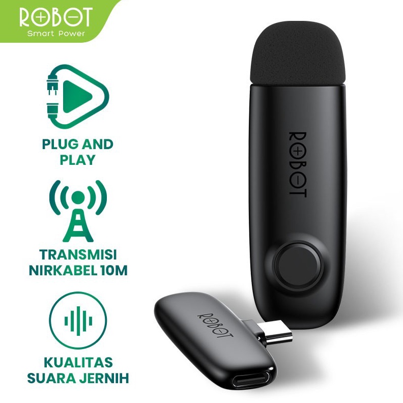 ART D59U ROBOT RS2 Mic Wireless Microphone Bluetooth 51 Clip On Jepit Type C ORIGINAL