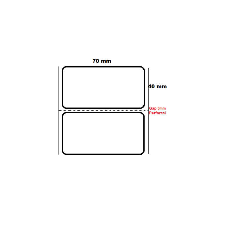 

Yupo 70x40mm 1 Line 1000pcs Gap 3mm Perforasi, Core 1