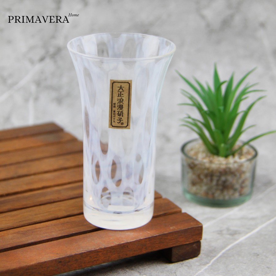 Hirota Glass Taisho Roman Mizutama Dot Beer Glass Made in Japan