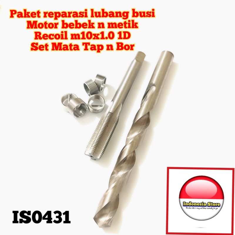 paket set recoil m10x1.0 1D recoil helicoil recoil busi motor bebek dan metik komplit tap recoil dan