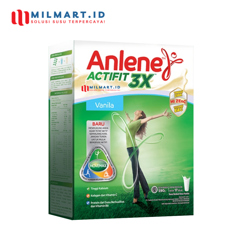 

ANLENE ACTIFIT 3X VANILA 590 G SUSU NUTRISI SUSU DEWASA SUSU BUBUK