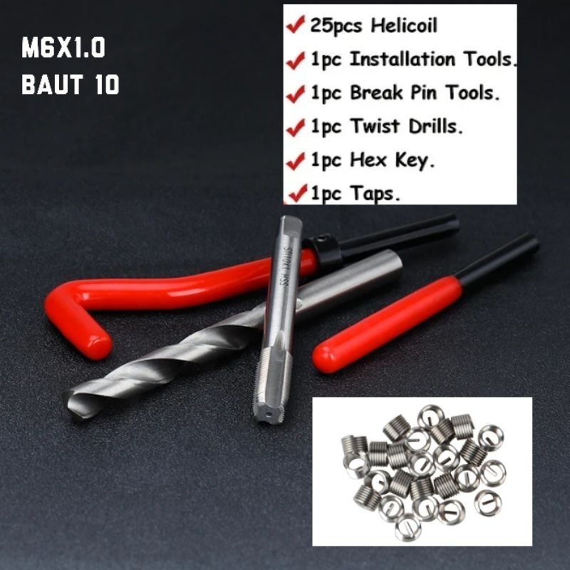 Recoil set drat baut 10. M6×1.0 repairt drat per rusak