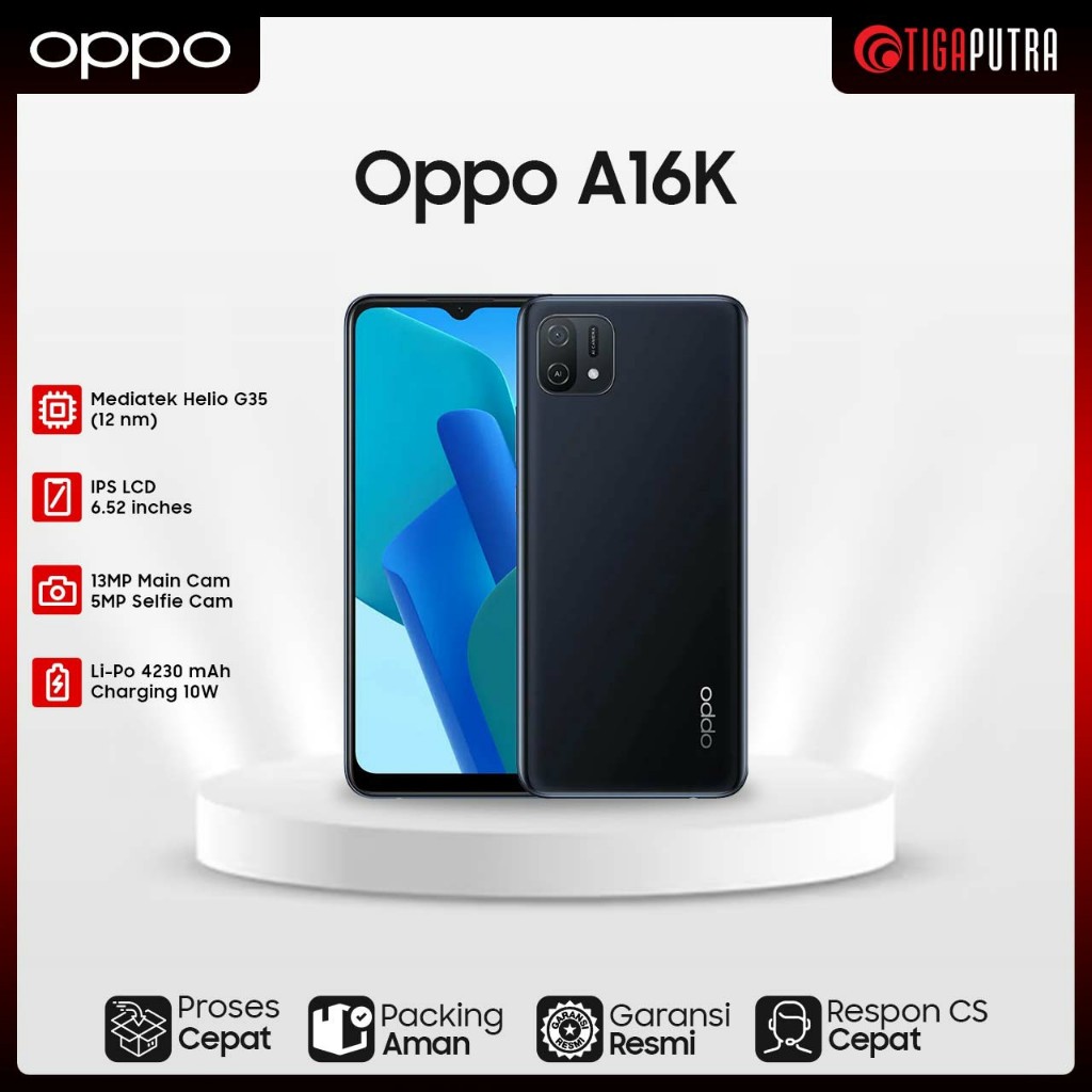 OPPO A16k (Ram 4GB, Rom 64GB, Layar Luas 6.52 inch)