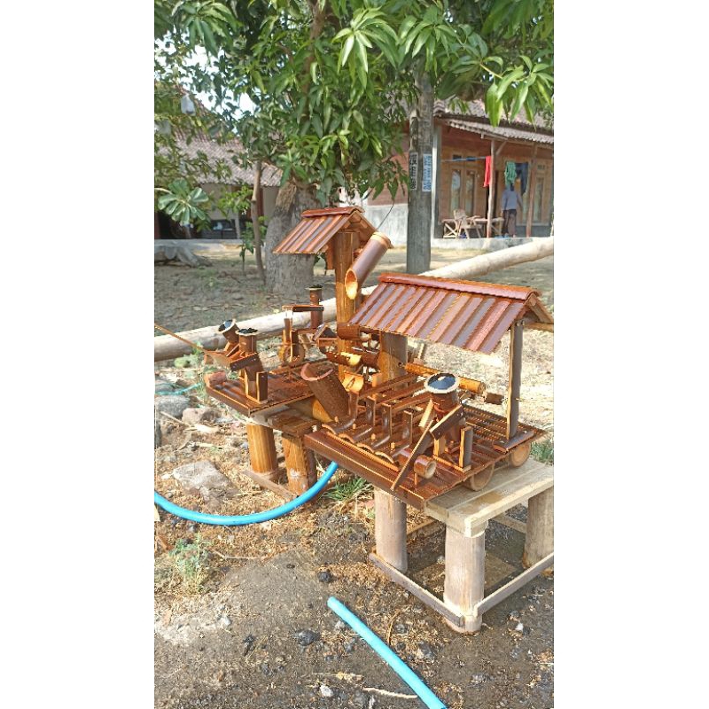 kincir air bambu hiasan kolam ikan koi poma air