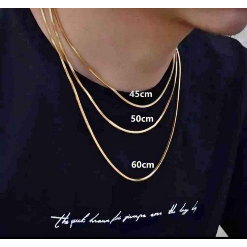 Kalung Titanium Pria Anti Karat Wanita Cowok Asli Keren Silver Perak Emas Putih Rantai Rante Cowo