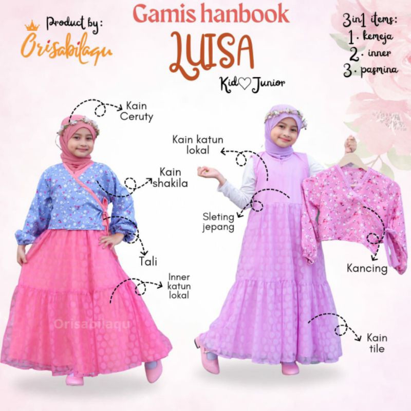 Gamis luisa / Gamis hanbook luisa/ Gamis luisa bagus / Gamis hanbook luisa orisabilaqu / Gamis orisa