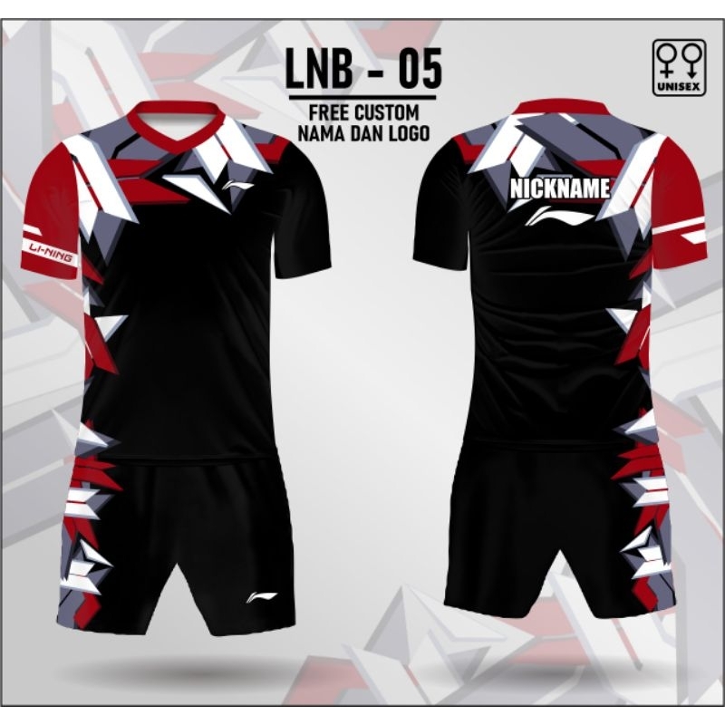 set jersey badminton baju bulu tangkis kaos bulutangkis lining free custom