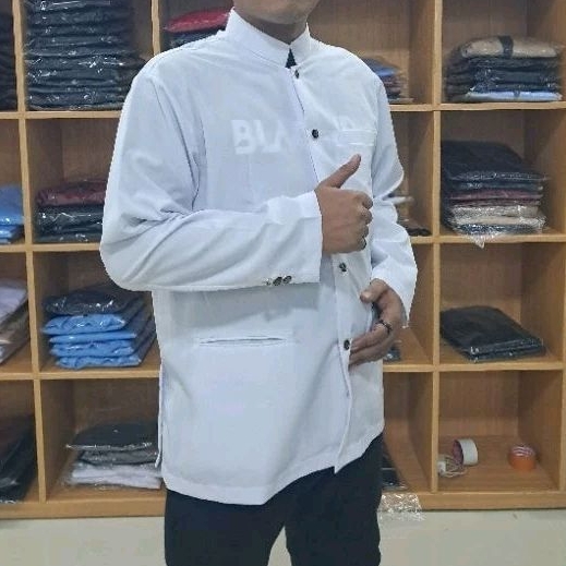 Jas Koko Jasko Mandarin polos Putih Tanpa Puring