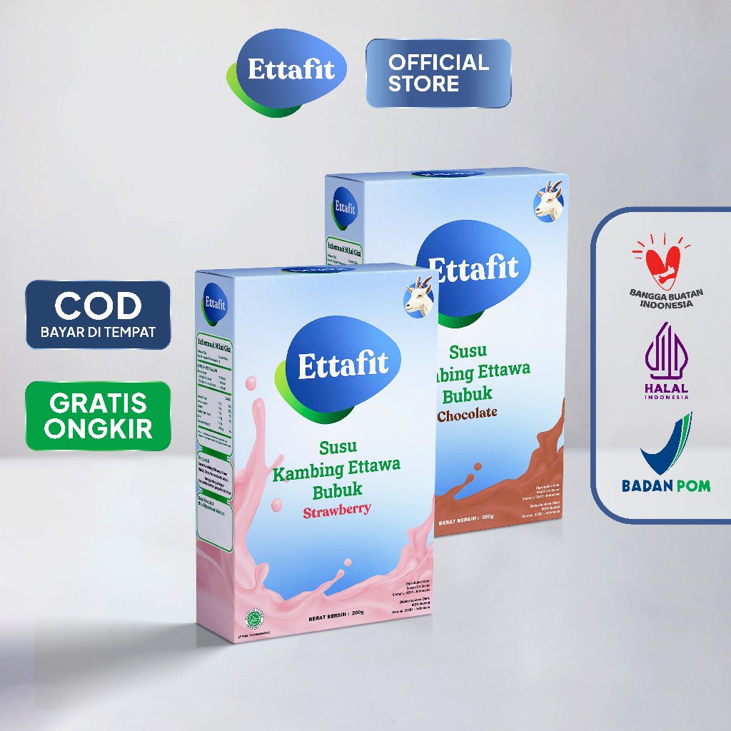 

Ettafit- Susu Kambing Etawa Bubuk Rasa Varian Strawberry dan Coklat 200 gram Original Asli Natural