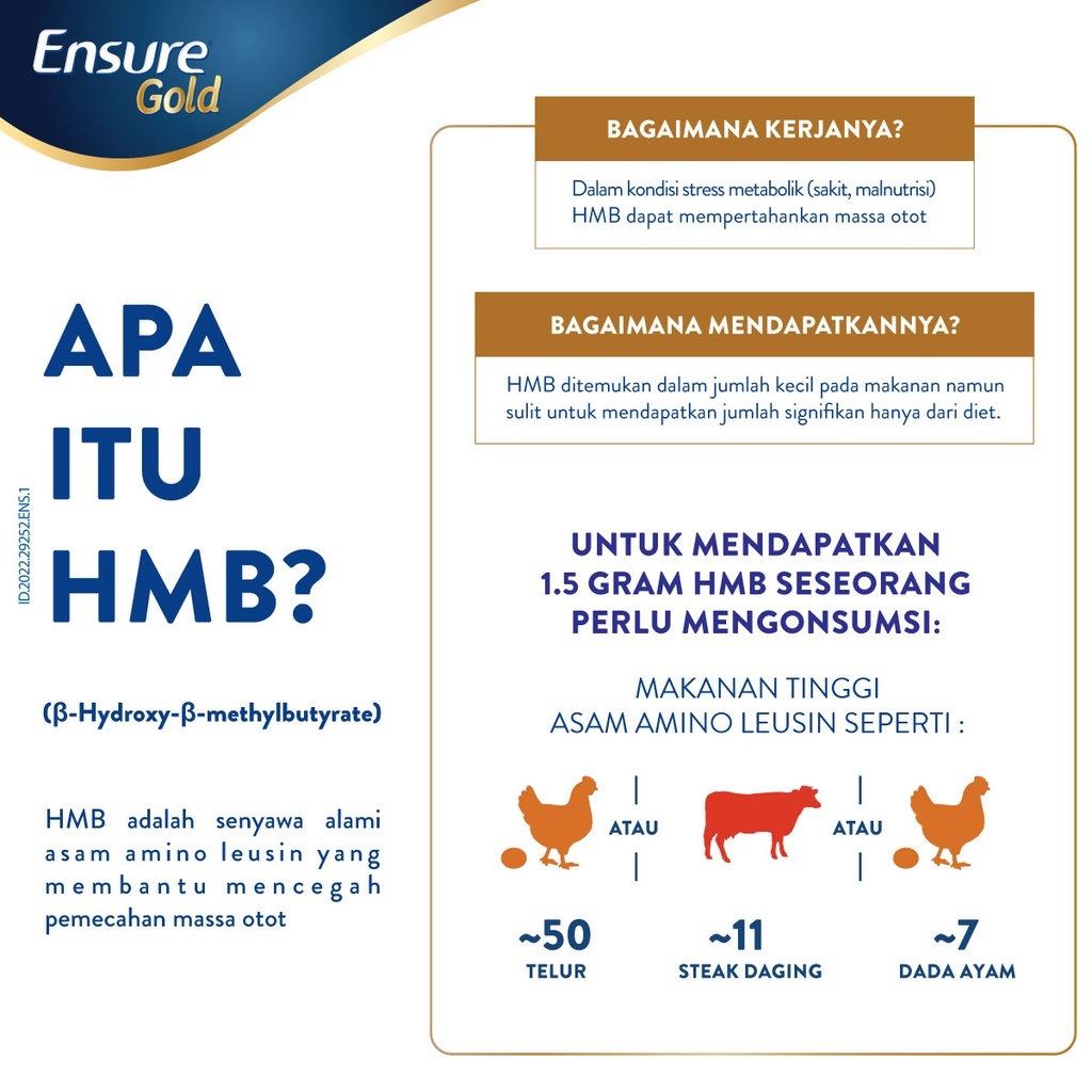 

GRA Ensure Gold HMB Vanila 800 g - Nutrisi Dewasa Rendah Laktosa