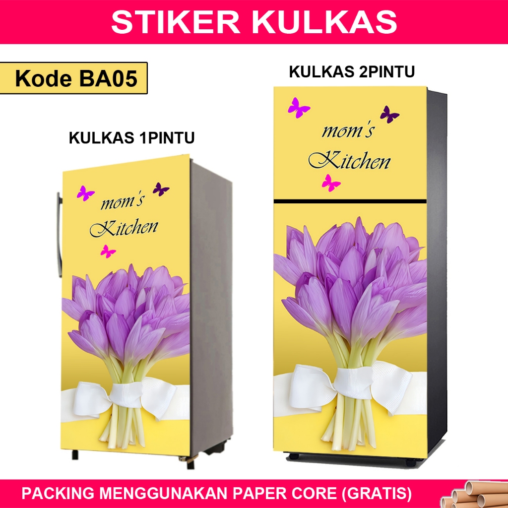 STIKER KULKAS 1PINTU, STIKER KULKAS 2PINTU MOTIF BUNGA CANTIK