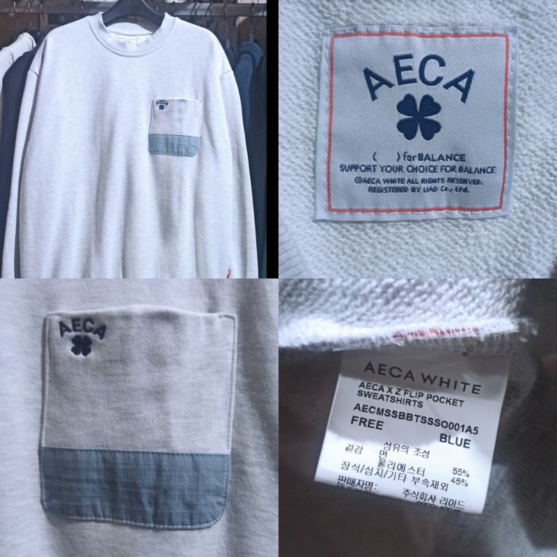 AECA White Pocket crewncek