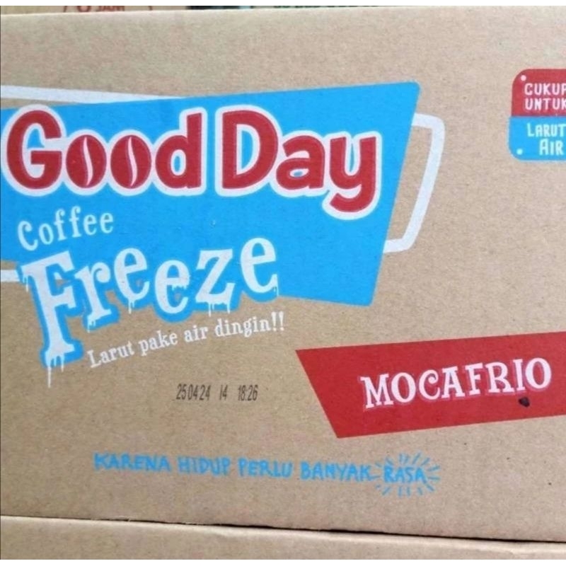 

Kopi GOOD DAY Coffee Freeze Mocafrio 1 Dus / Karton isi 12 Renceng x 10 Pcs ( 120 Sachet ) 30gram