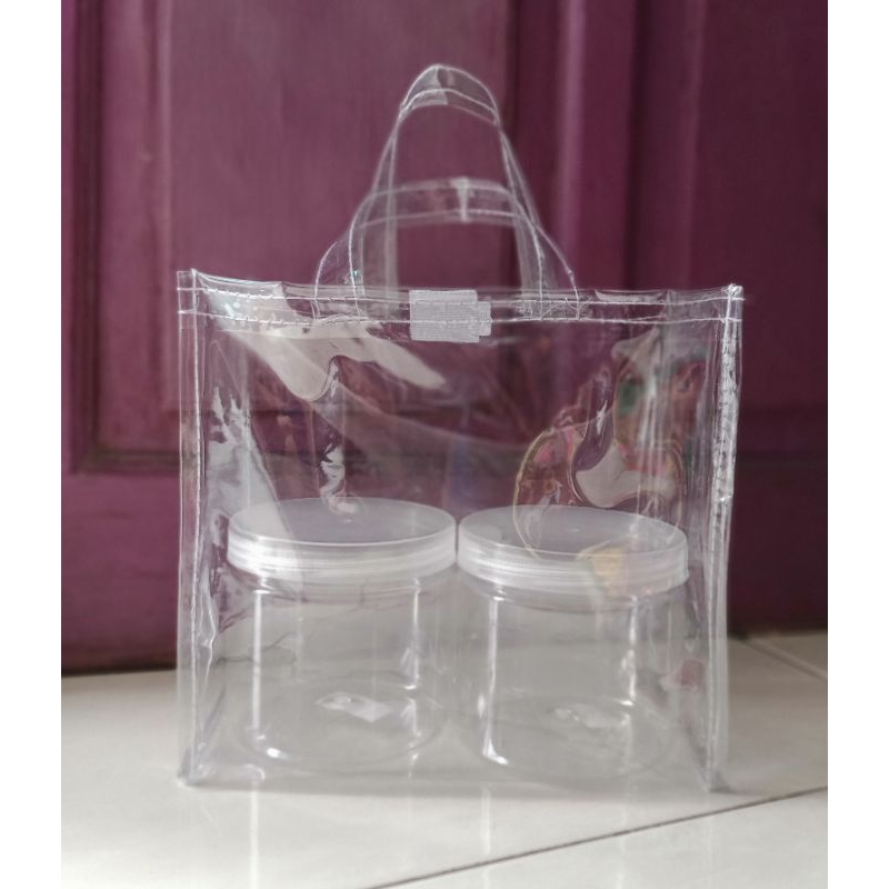 

Tas Mika Transparan tebal 0.20 Goodiebag Hampers Ultah Toples 20x10x20