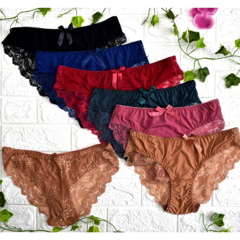Celana Dalam Wanita Renda Bunga Transparan Sexy Pakaian Dalam Wanita Dewasa CD Blokat Halus Import F