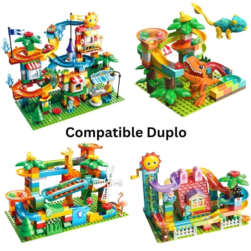 MAPLETOYS - feelo slide Ball run mainan brick marble run blocks besar compatible dupl0 balok susun