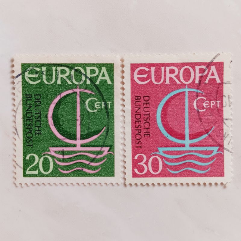 

(AG) Perangko Jerman 1967 Europa (C.E.P.T.) 1966 - Ship Set Lengkap 2 pcs Used