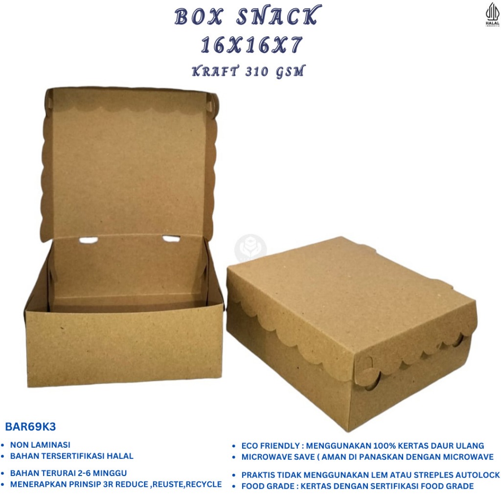 

Dus Nasi 16x16 Snack Box 16x16 Bahan 310 Gsm (BAR69K3-16X16X7 Cm)