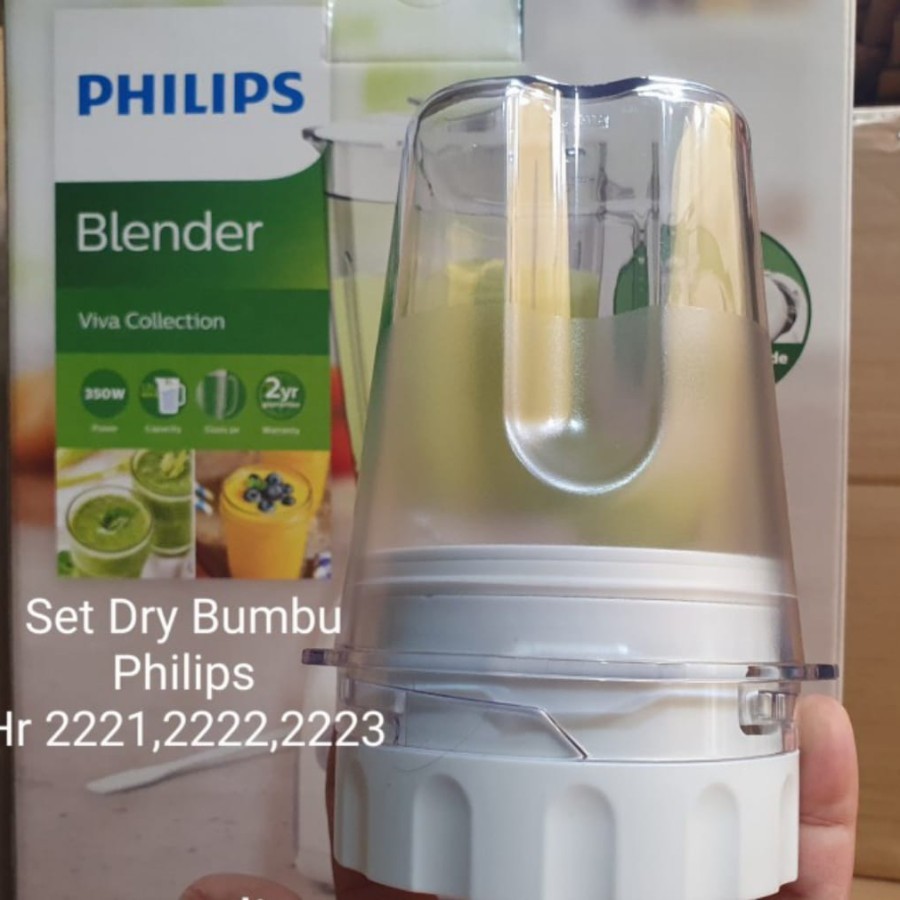 Gelas + Pisau Bumbu Philips HR 2221 HR 2222 HR 2223 / Set Dry & Wet Mill Philips HR 2221 , 2222, 222
