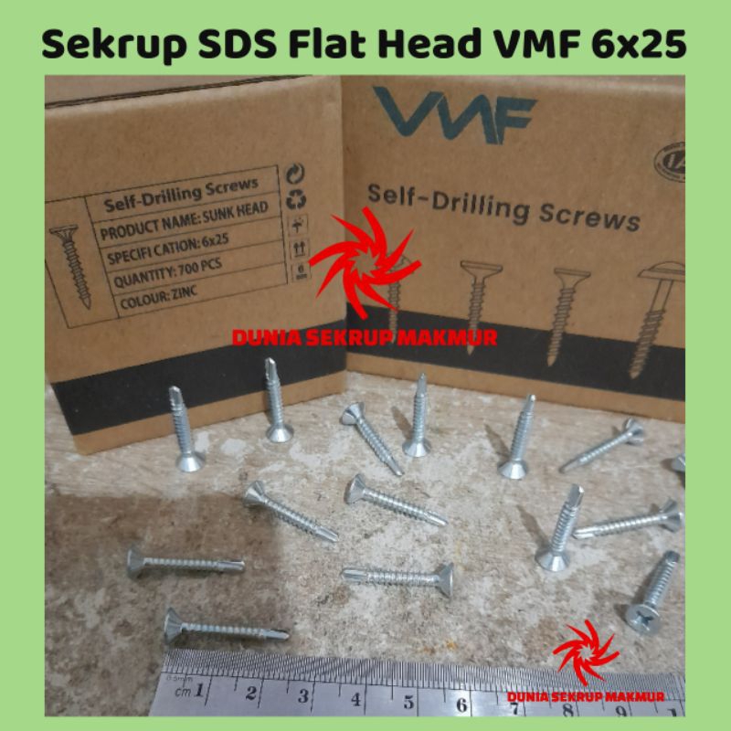 (100 pcs) Sekrup Roofing SDS FH 6x25 / Skrup Flat Head 2.5CM