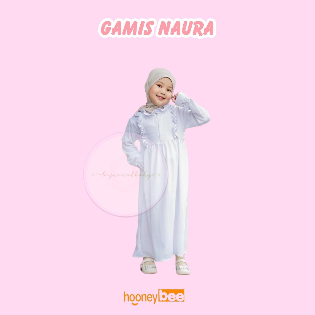 Gamis Anak Naura Airflow Hooneybee Warna Putih Size 2-10 Th