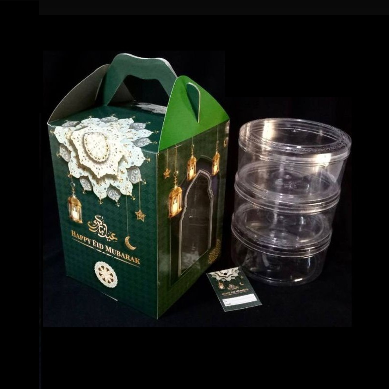 

(5pcs) box jinjing hempers lebaran dus packaging toples kue kering ukuran 500 gram isi 3 edisi idul fitri