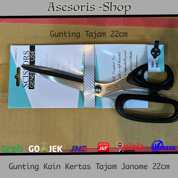

Gunting Kain Kertas Tajam 22cm usable | Gunting Janome Delica 22cm