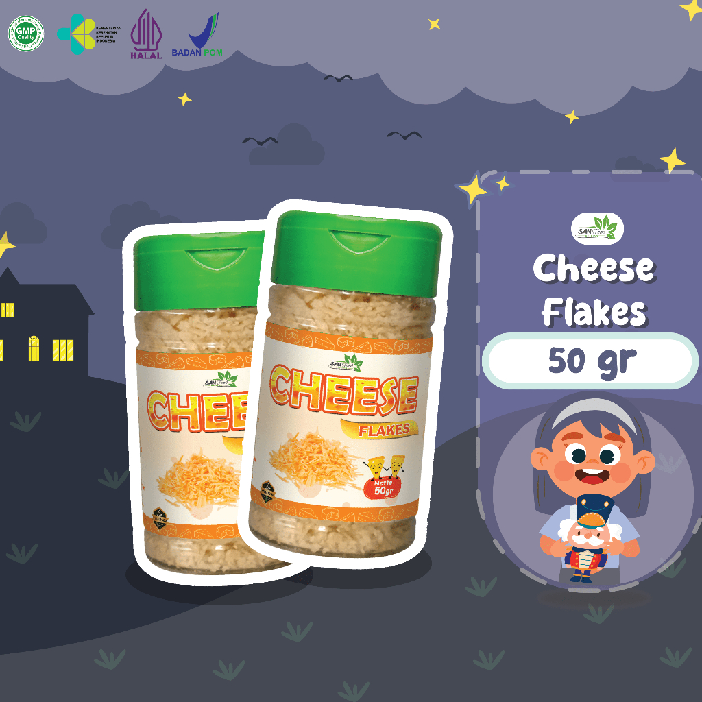 

SANFOOD BRILIAN Sanfood Cheese Flakes 50gr Keju Kering Keju Tabur