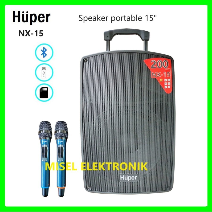 Speaker Portable 15 inch Huper NX15 / NX 15 Bluetooth
