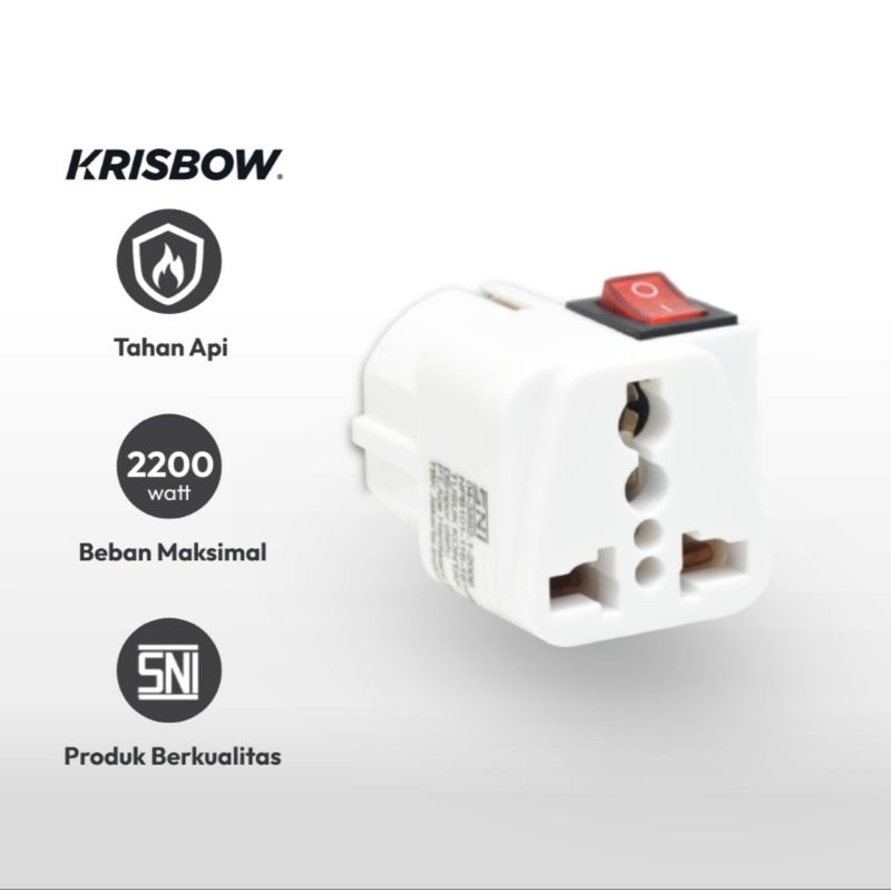 Krisbow Steker Arde adaptor travel dengan switch