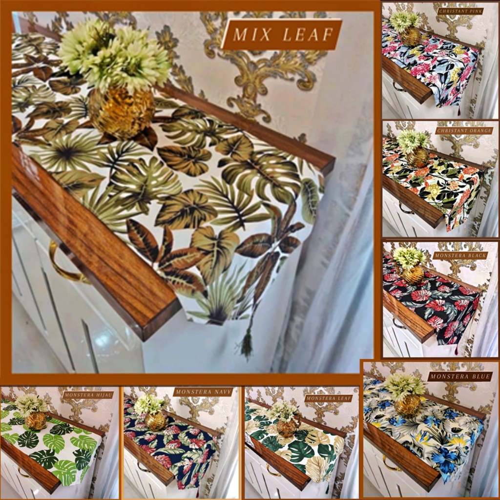 Taplak Meja Tamu Minimalis Uk 50x200cm Taplak Meja Panjang 2 Meter Bahan Kain Kanvas Aneka Motif