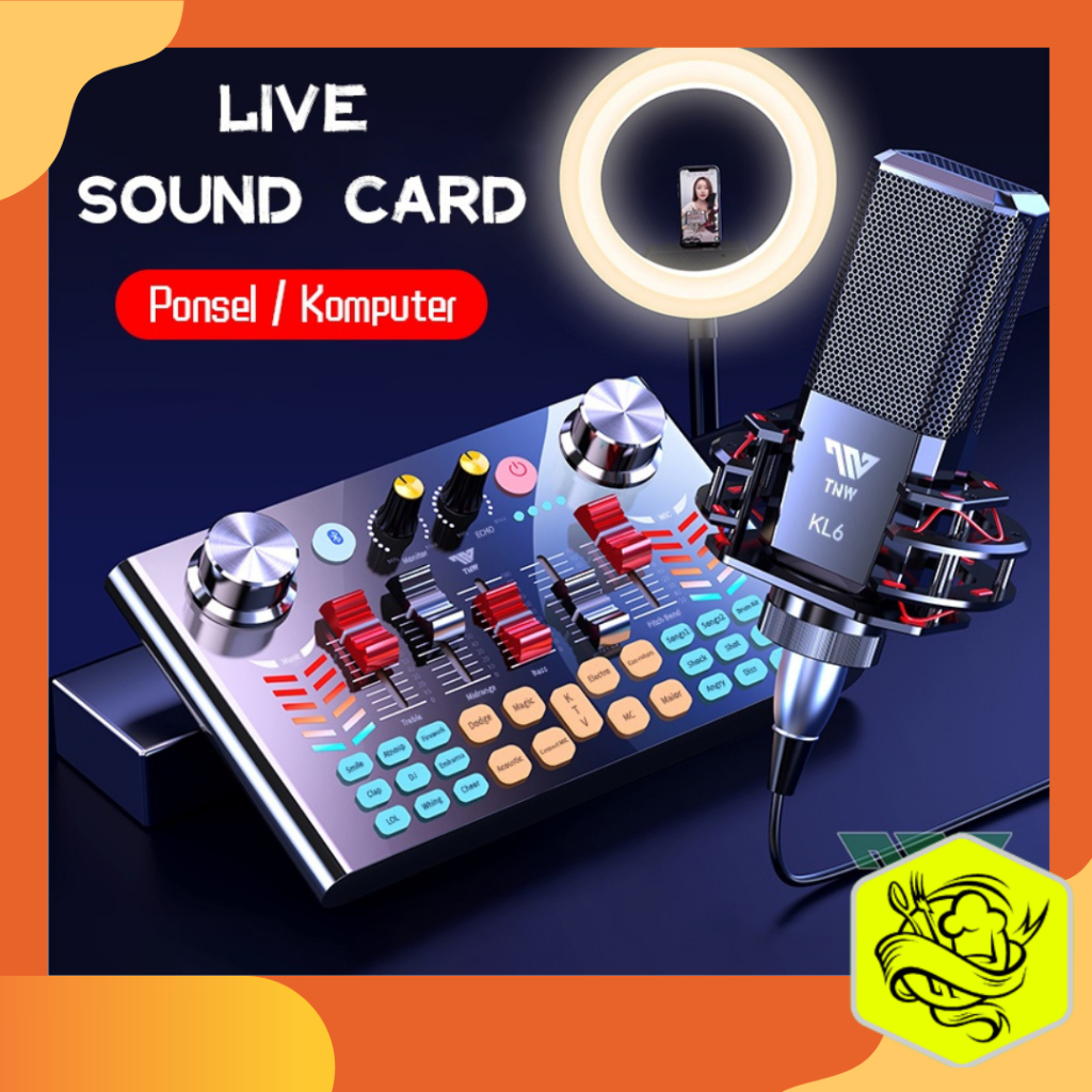 Sound Card TNW-V18 Bluetooth Live SoundCard V18 Soundcard Audio Live Mixer untuk Live streaming Kara