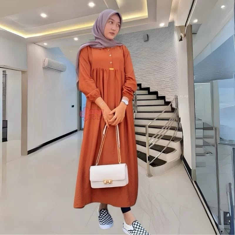 DRESS GAMIS AISYAH WANITA MUSLIM GAMIS FASHION MUSLIM WANITA HIJAB DRESS SYAR I DRESS LINEN