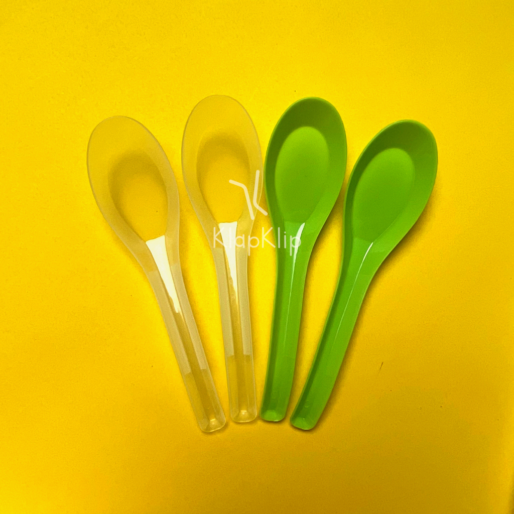 100pcs Sendok Plastik Bebek Besar Bening Hijau - Sendok Bebek Bubur Besar - Sendok Plastik Lucu Warn