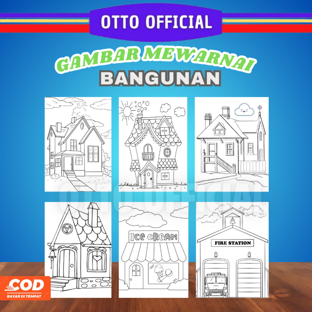 

OTTO kertas gambar mewarnai anak A4 Bangunan