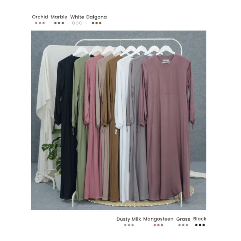 Gamis Polos Syari Super Adem Rayon Twill Grade A | Gamis Halimah | HIJAB HAYURI