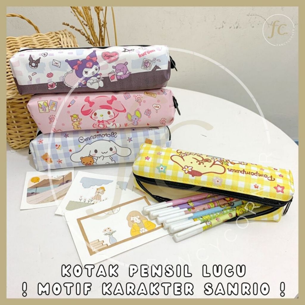 

Kotak Tempat Pensil Kain Persegi Panjang Motif Karakter Sanrio Pompompurin My Melody Cinnamoroll Kuromi Hello Kitty Little Twin Star Pastel Pencil Pen Soft Case Organizer KP-1130 Hadiah Kado Alat Tulis Anak Sekolah Harga Grosir Ready COD