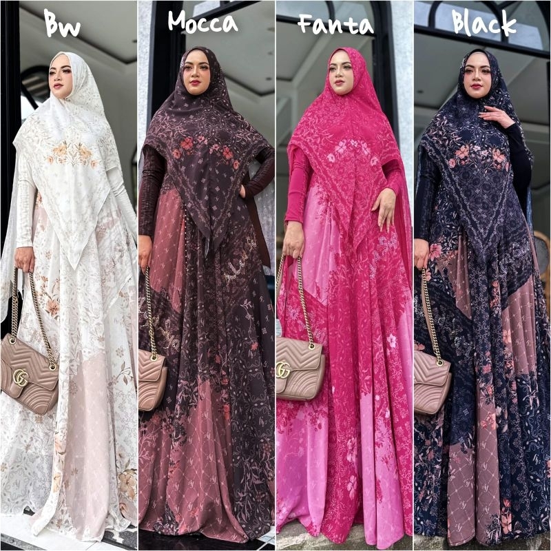 Annisa Series by*@alya_syari_official

•Dress ceruty digital printing ALYA,
•Dada jarsey polos import dihiasi list merk alya bagian tangan.