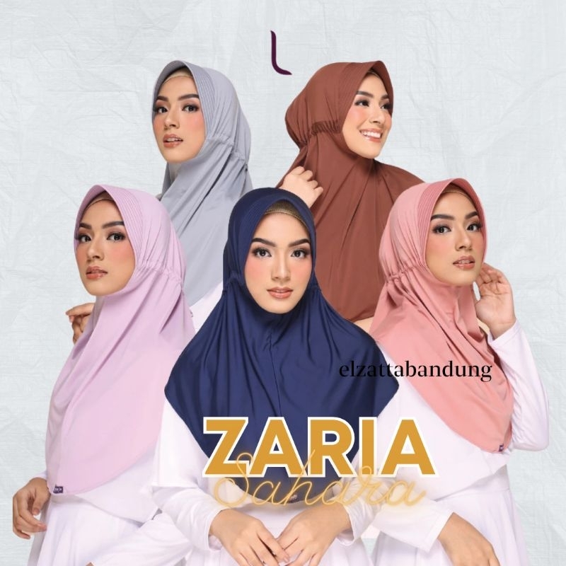 ELZATTA HIJAB KERUDUNG JILBAB BERGO INSTAN ELZATTA SERUT BELAKANG HITAM PUTIH POLOS ZARIA SAHARA ORI