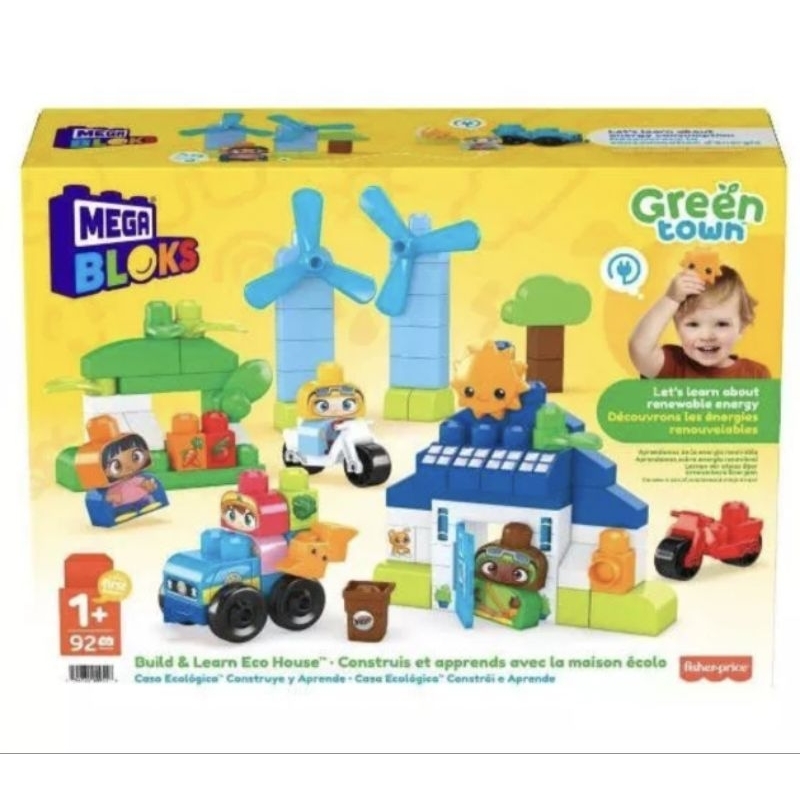 mega bloks mainan balok anak mega bloks fisher price green town build and learn eco house