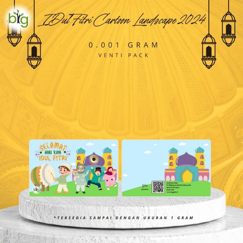 Emas Logam Mulia 24K BIG Gold 0,001 Gram , Edisi Idul Fitri Ramadhan Lebaran Eid Mubarak New